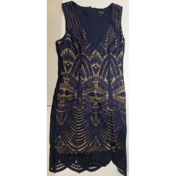 Bardot Navy Blue Embroidered Sheath Cocktail Dress Women’s Size 6 US - Picture 3 of 10